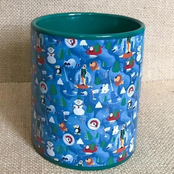 Elf The Movie North Pole Coffee Mug 14 Oz. Cup Green Patterned Holiday Christmas - Picture 2 of 8
